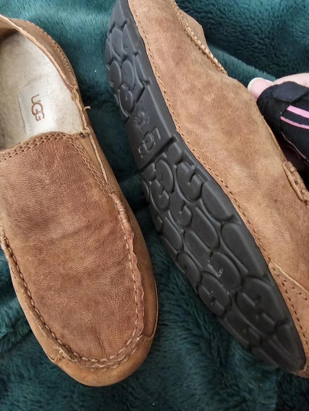 Ugg Men's Alder Suede Shearling Slip On Slippers Driving Loafers Worn 1x Euc